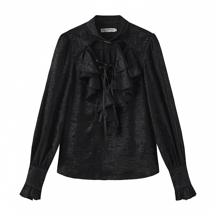 Pirate-Inspired Long-Sleeve Shirt in Ouji Lolita Style - Danger Girl