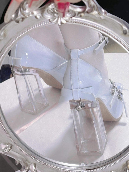 Janes Design Blue Transparent Heel Mary Crisscross with