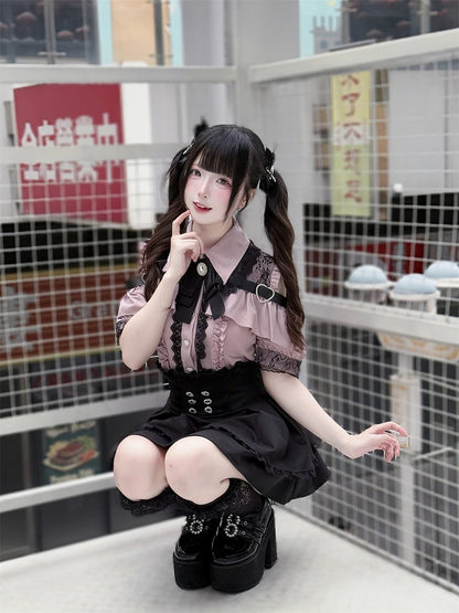 Black Kei Jirai Skirt Tiered Waist High