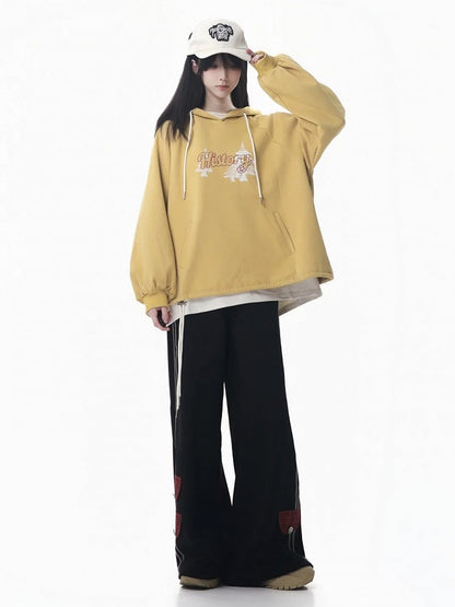 with Fleece-Lined Hoodie Christmas Tree Yellow Letter Cozy Print and