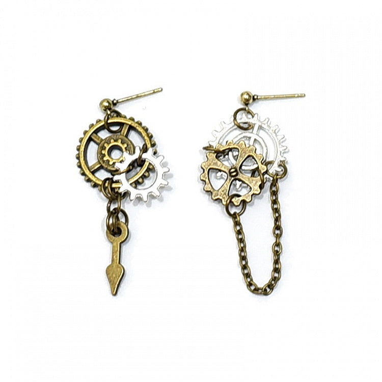 Gear Decorated Punk Chain Earrings