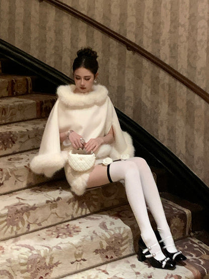 Trendy Stockings Camellia Decor White Suspender  with Creamy