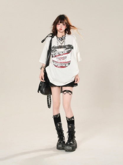 Buckle Glamorous Black Lace Straps Trim Tiered Skirt Leopard