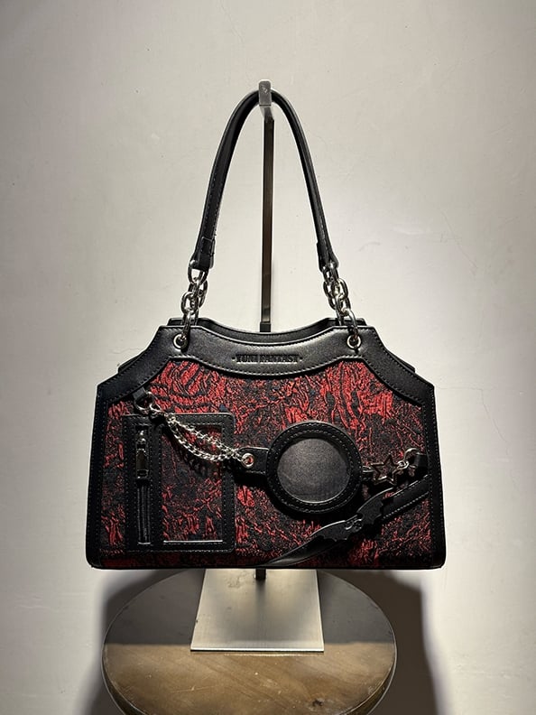 Black & Red Snake Scale PU Ita Shoulder Bag