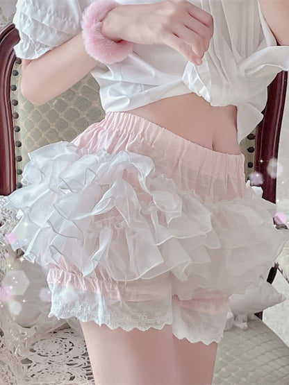 Multi-Layer Pink Ruffle Lolita Puffy Bloomers