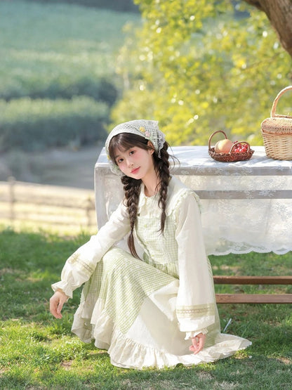 フリル袖ブラウス ピーターパンカラー ロング ライトイエロー