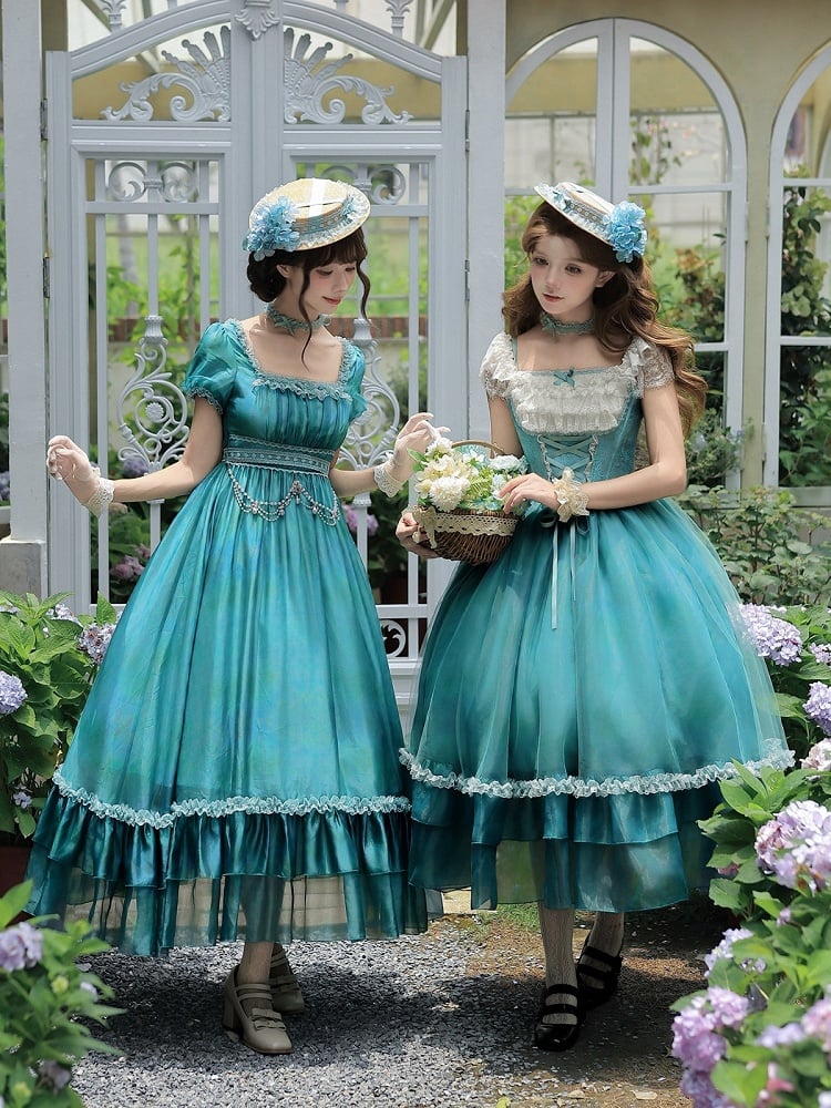 Blue Bow Mini Hat with Lace Trim - With PUJI
