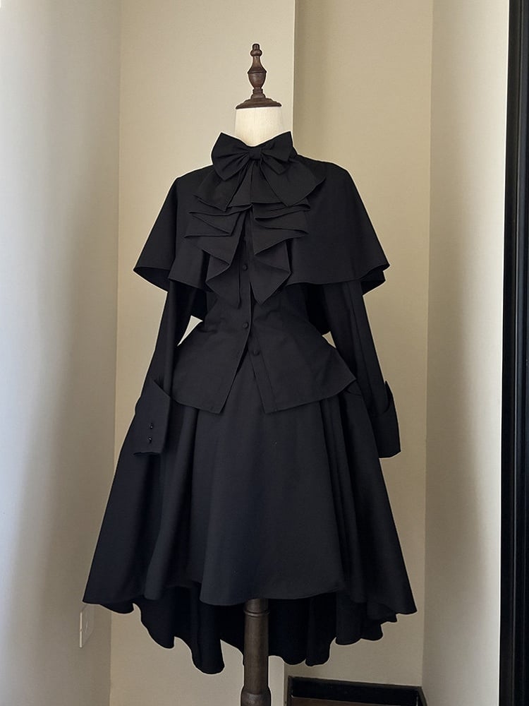 with Shirt Ouji Gothic Bowtie Cape Black Design Jabot Lolita