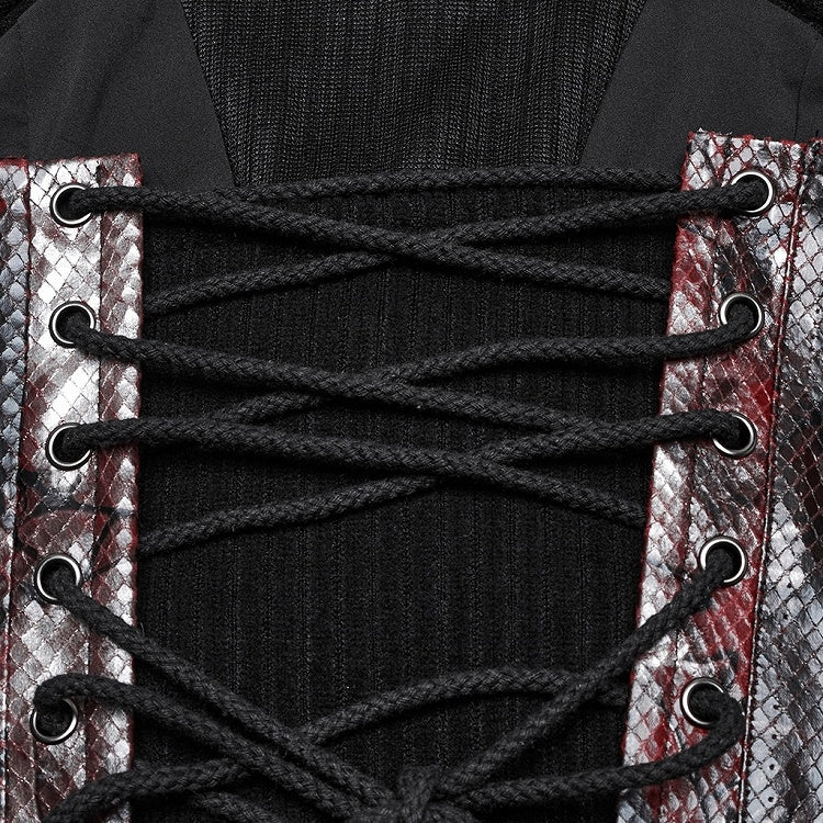 Black Red Punk Drawstring Tube Top