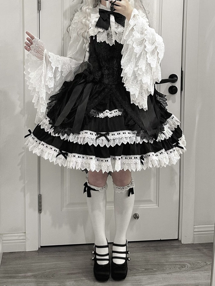 White White Gothic Lolita Layered Bell Sleeves Bolero - LeMiroir LeMiroir | LilyVow