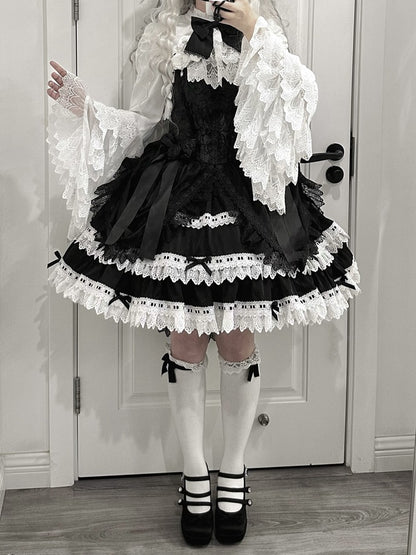 White White Gothic Lolita Layered Bell Sleeves Bolero - LeMiroir LeMiroir | LilyVow