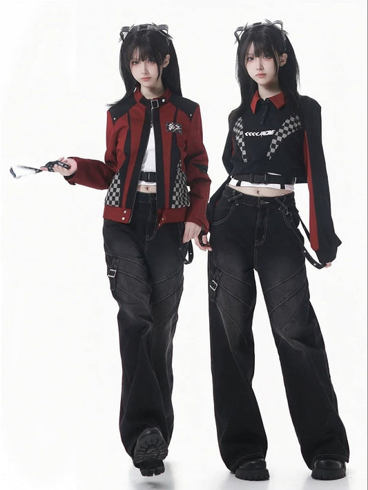 Cross-Design Loops Jeans Belt Detachable and with Eyelet Black Strap Distressed Metal Straight-Leg