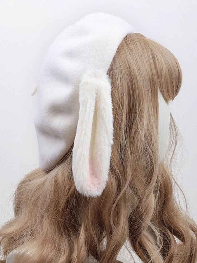 Lop-eared Sweet Bunny Lolita White Beret