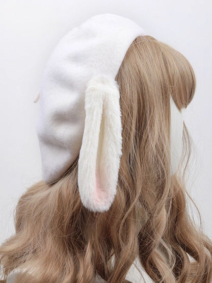 Lop-eared Sweet Bunny Lolita White Beret