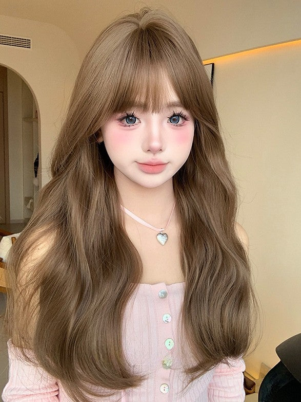 Länge Perücke Bnags Air Brown 62CM mit gewellten