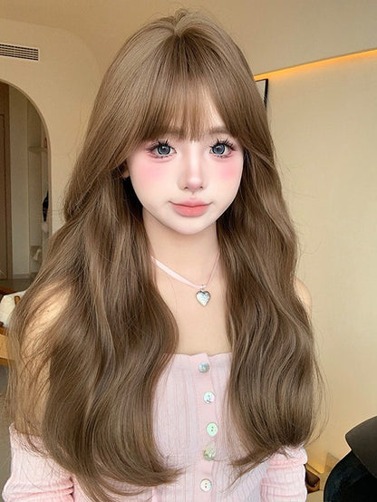 Länge Perücke Bnags Air Brown 62CM mit gewellten