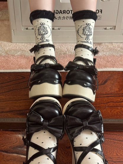 Design Platform Shoes Sweet Crisscross PU - Black