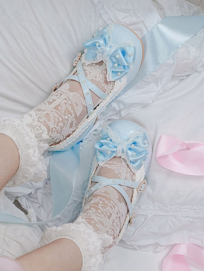 Blue Lolita Embellishments Bead in - Mid-heel Janes PU Mary Elegant