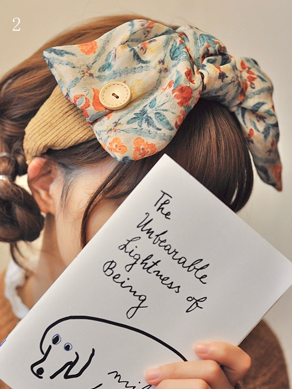 ボタンヘアバンドプリント 2つの装飾オプション 花柄