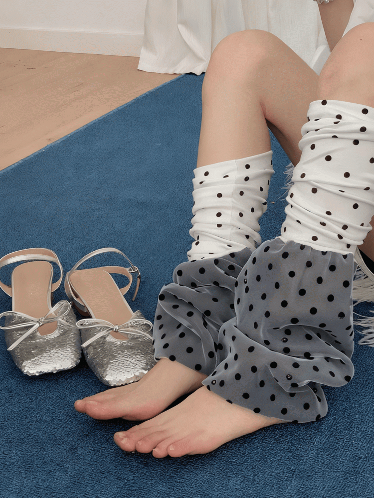 Options 2 Color Pattern Polka-dot Color-Block Warmers Leg