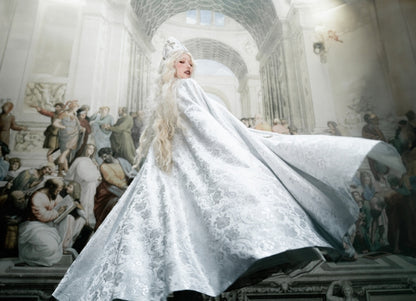 Embroidery Silver Cross Lolita Decorated Details Nun White and Cloak