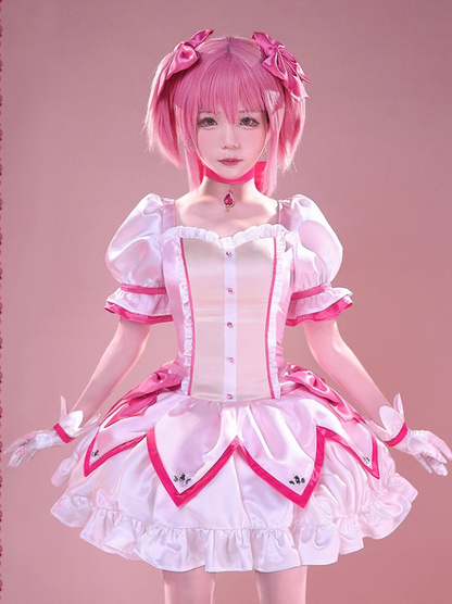 Puella Magi Madoka Magica Kaname Madoka Rosa Kleid Cosplay-Kostüm im Lolita-Stil