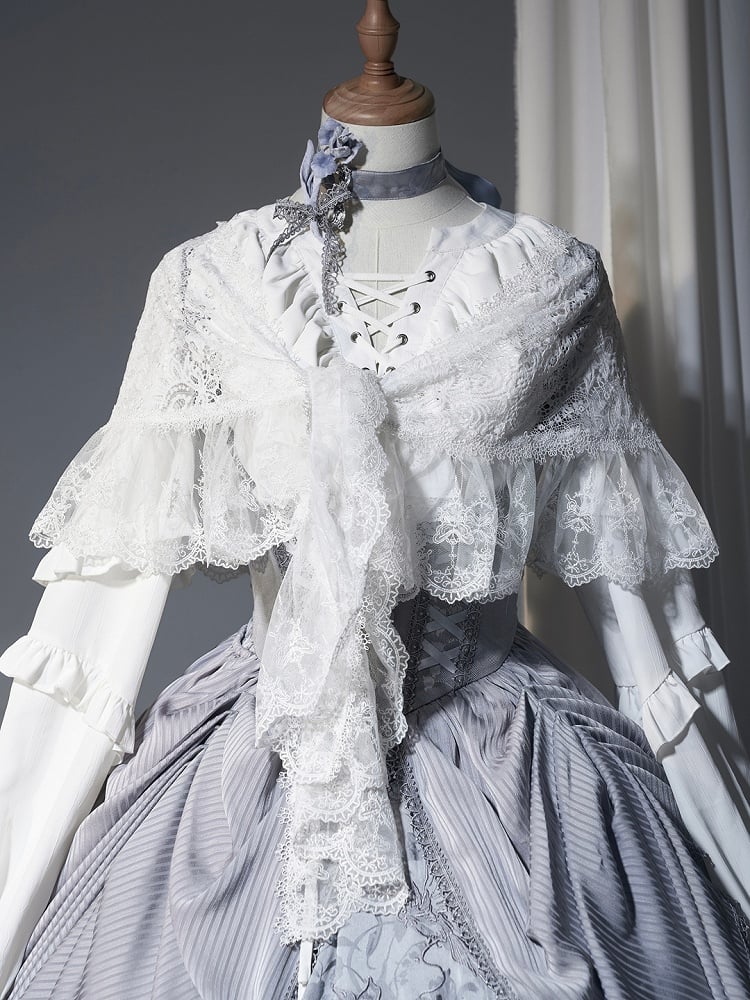 with Ruffled White Shawl Lace Lolita Edges