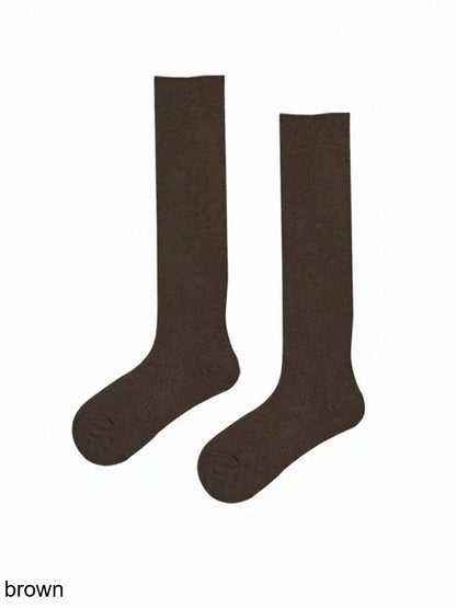 Solid Ribbed Calf Socks - ModaSwings