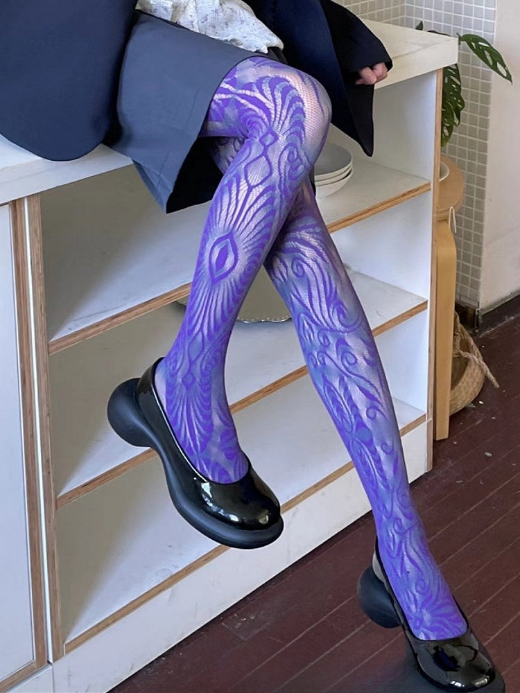 Purple/Rose Y2K Hollow-out Red/Black Design Tights
