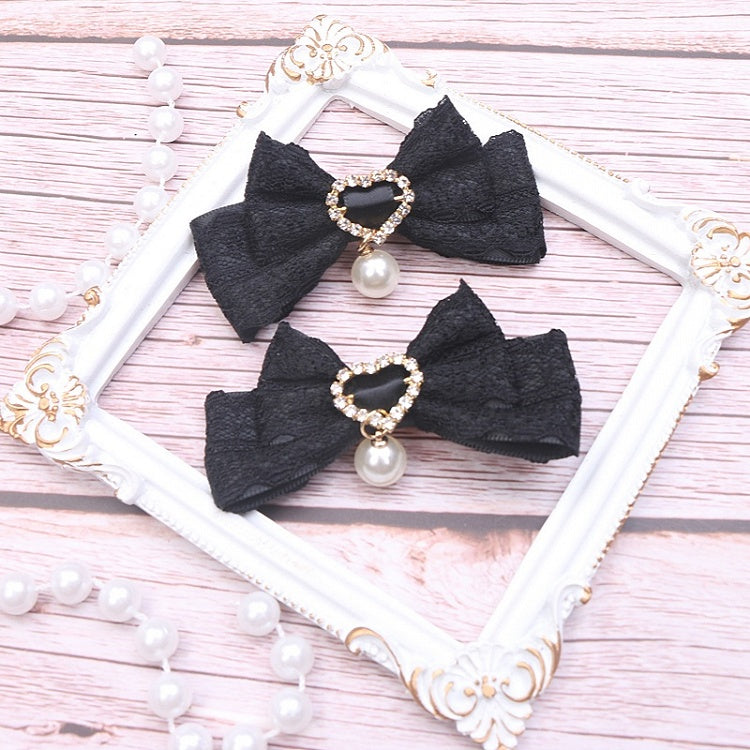 Bowknot Pearl Options Color Kei 10 Hairclip Rhinestone Jirai Lace Heart