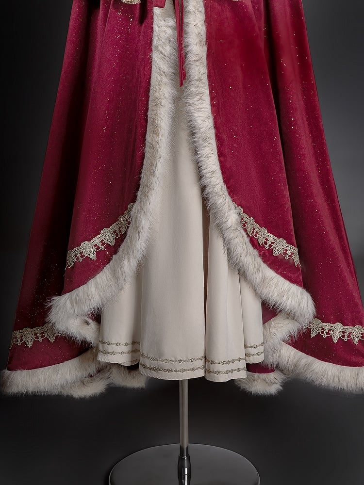 Sleeves Embroidered Lolita Rope Juliette + Nun Accessory Shimmer Beige Cloak Royal Red Dress