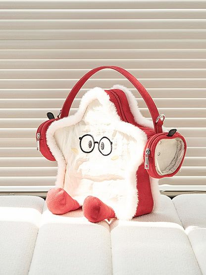 Kawaii Apple-Themed Plush Mini Ita Backpack With Headphones Design Red 2-Way