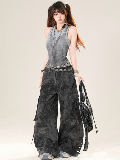 Glamorous – Ärmelloses Top in Weiß/Grau