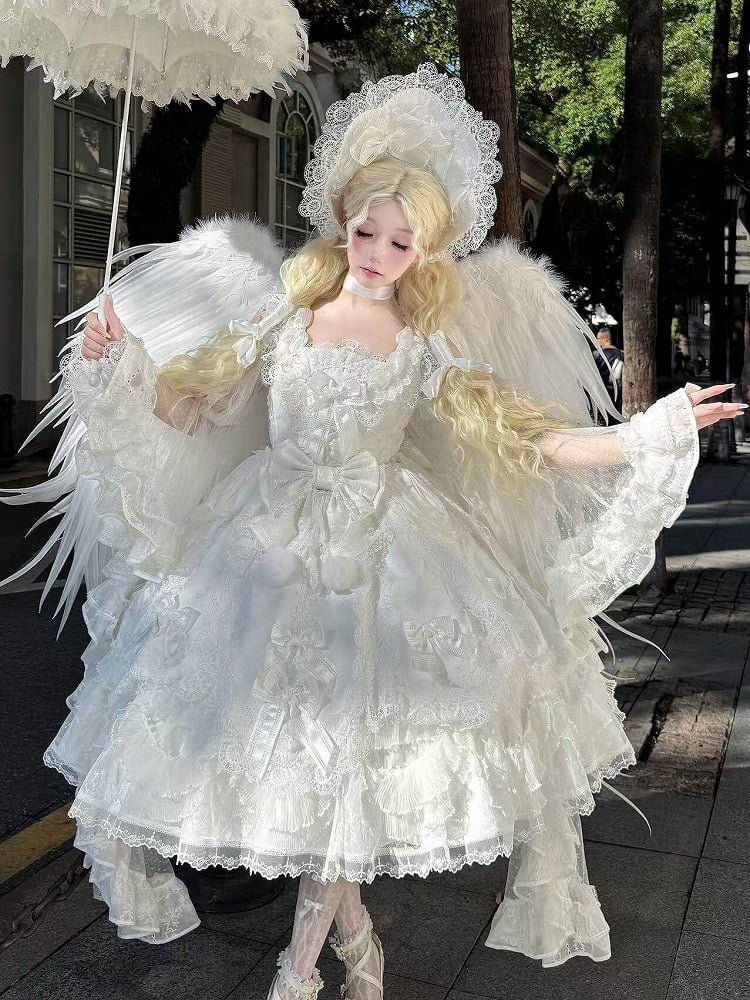 Lolita Classic Blouse Off-the-Shoulder White Sleeves Elegant Bell