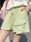 Shorts Green Drawstring Waist Casual Sports
