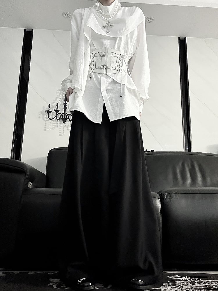 Top Neckline Scarf for Long Prince Spring Sleeve Lolita and - Summer Ouji White