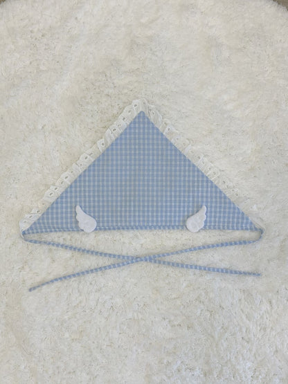 ホワイトブルーチェック柄うさぎ耳フルセット