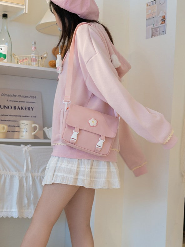 Plush And Pink Canvas Bag Backpack Lamb White Detachable Set