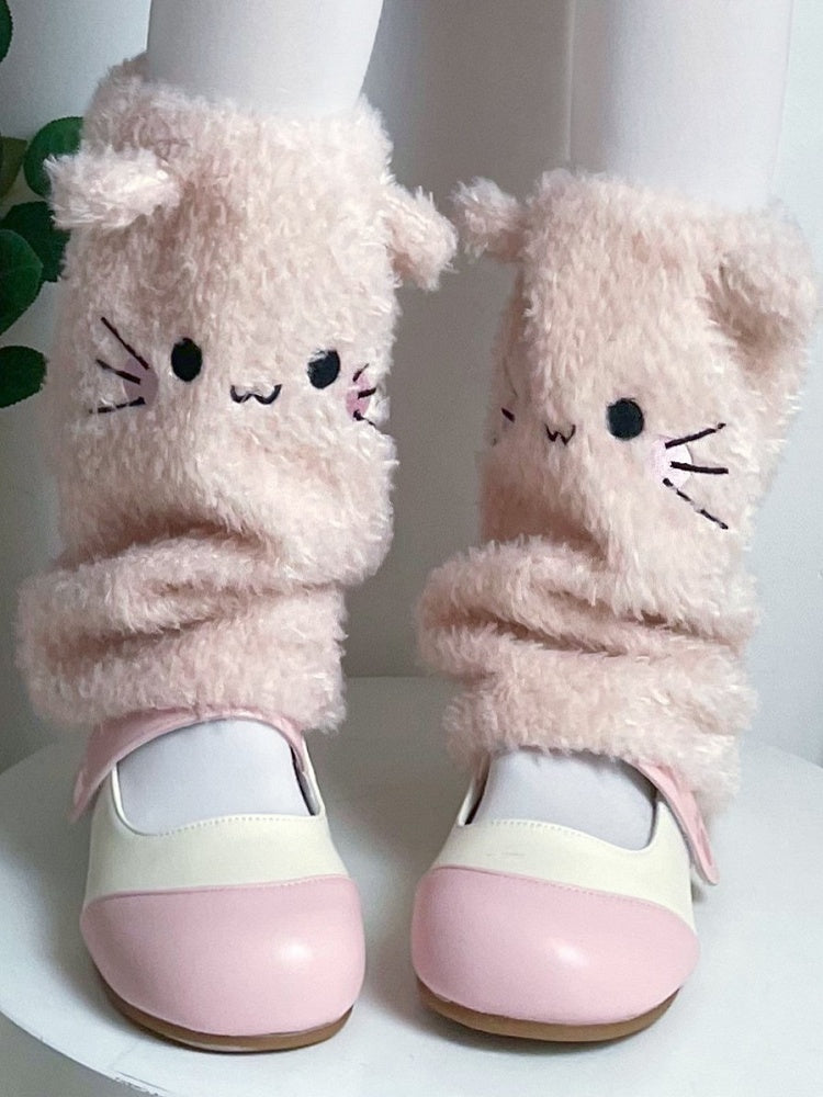 Cute Plush White/Yellow/Pink Leg Warmers