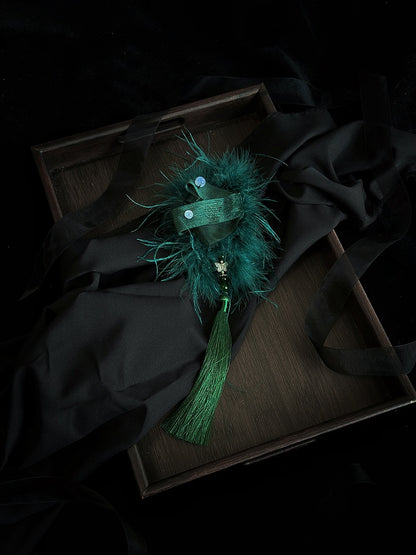 Red / Dark Blue / Green Fluffy Claw Clip