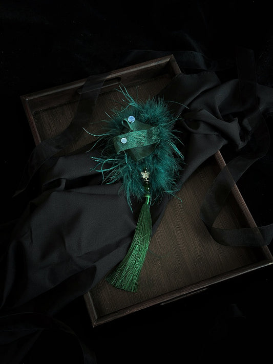 Red / Dark Blue / Green Fluffy Claw Clip