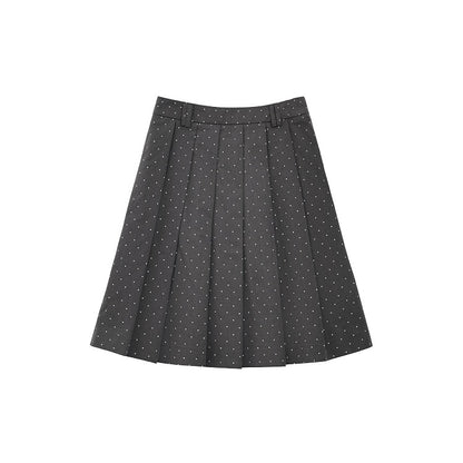 Skirt Pleated Polka Y2K Gray Dot