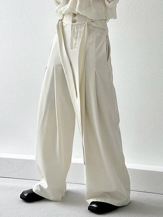 Apricot Ouji Pants with Lolita Design Wide-Leg High-waisted