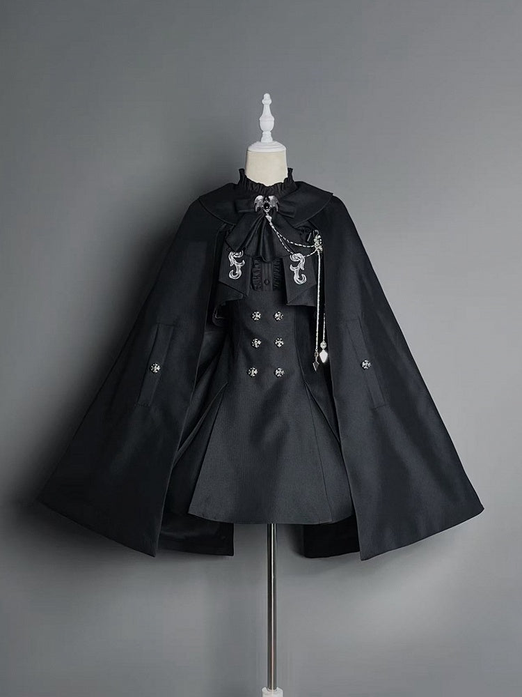 Cape Buttons Lolita Black Silver-tone with Gothic