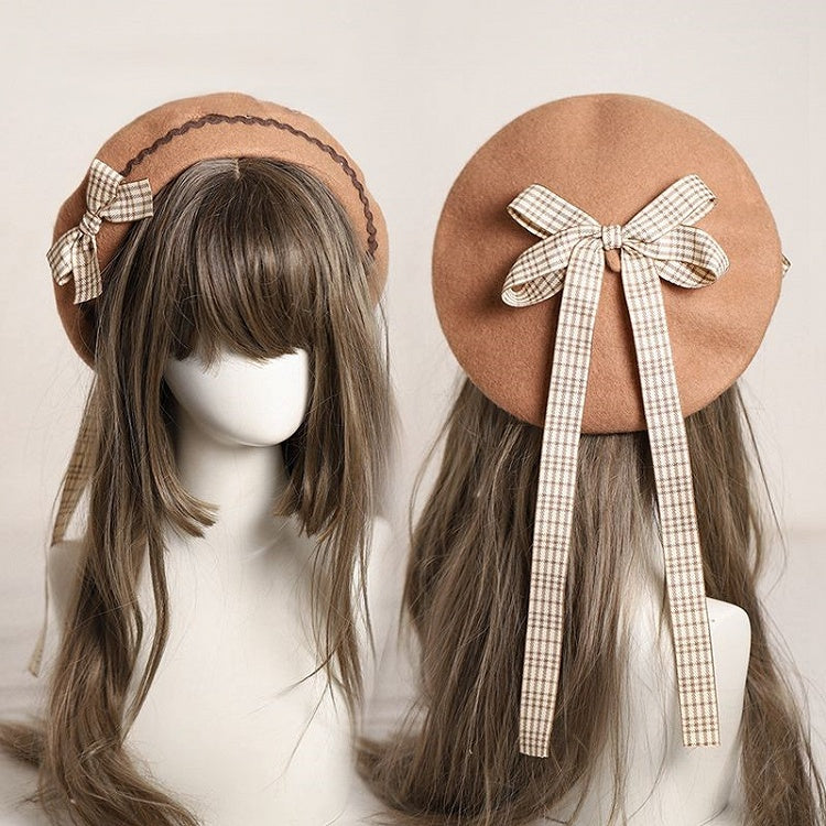 – Schleife mit kariertem Barett 10 Akzente Verzierte Optionen Farbe