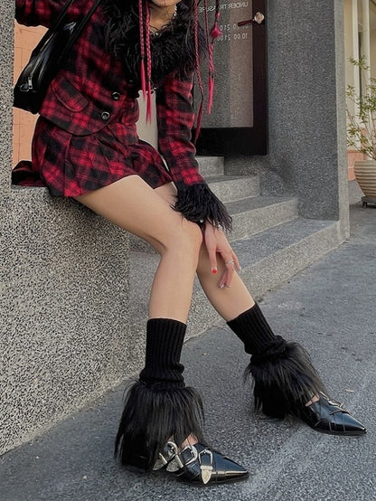 Knitted Cuff Leg Warmers Options Fuzzy 12 Color