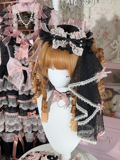 3 Mini + Floral Options Design Trim Details Bowknot Lace Hat Veil Color