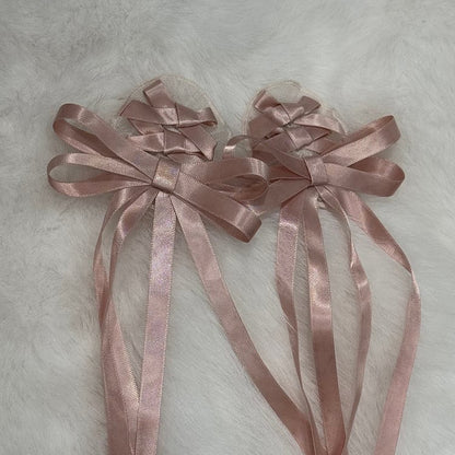 Pink / Apricot Green Bow Ribbon Lolita Hairclip