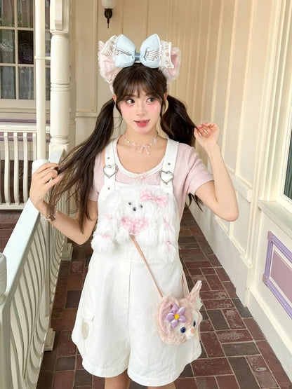 かわいい夢Tシャツ ピンク ラウンドネック