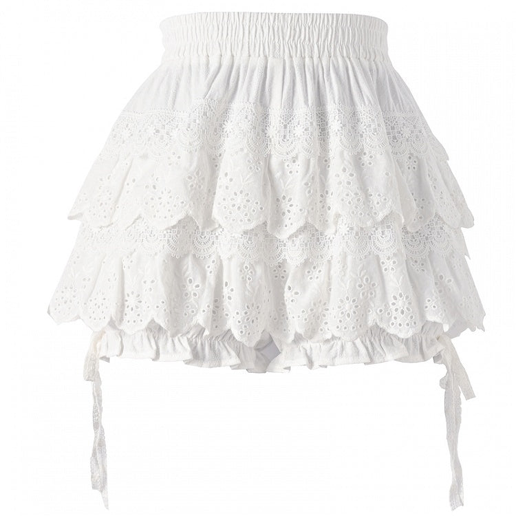 ホワイトレースティアードミニスカート